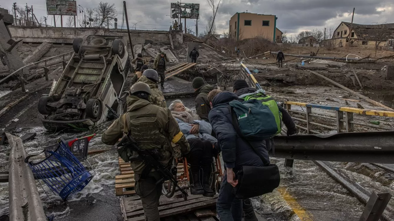 Imagen de una evacuación en Ucrania