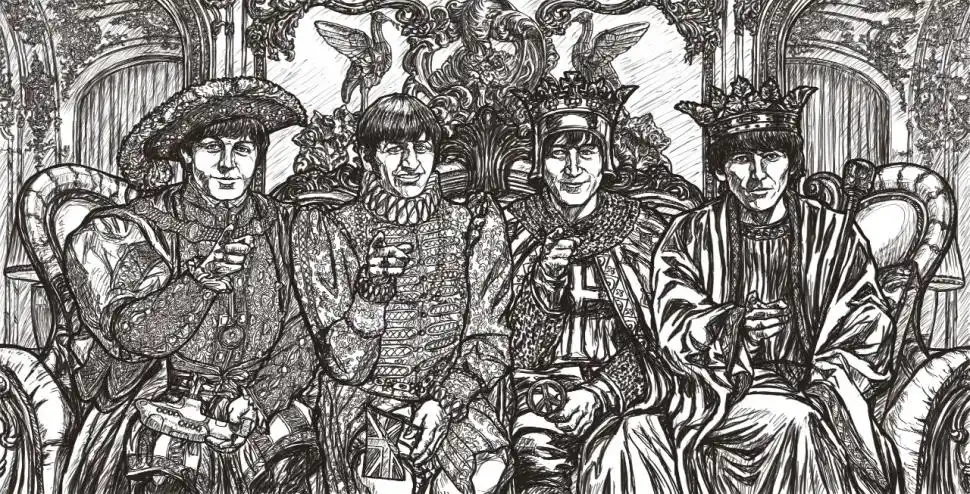 EN PROCESO. El próximo paso de un bosquejo sobre The Beatles con trajes reales será el despliegue del color.