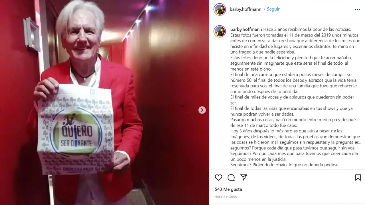 “¡Justicia ya! tres años sin respuestas”, reclamó la hija de Sergio Denis 