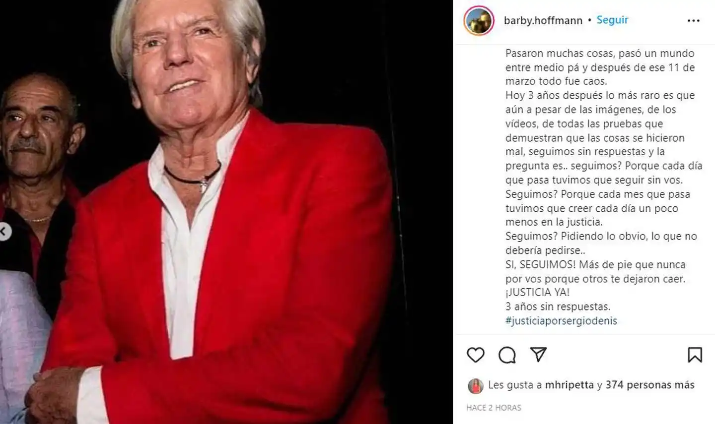 “¡Justicia ya! tres años sin respuestas”, reclamó la hija de Sergio Denis 