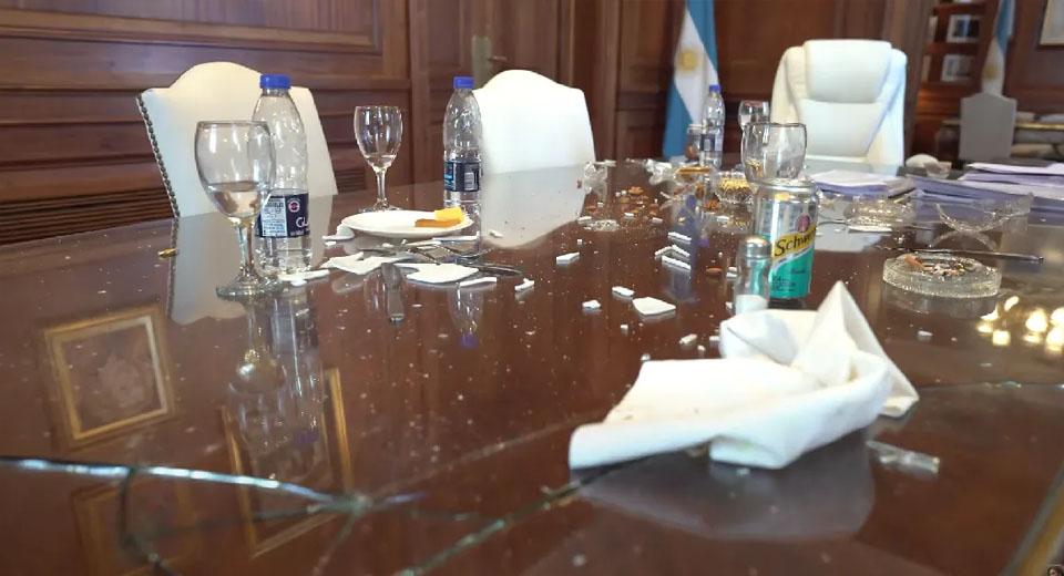 Así quedó el despacho de Cristina Kirchner tras los destrozos en el Congreso