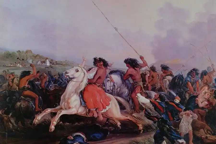 ATAQUE VIOLENTO. El pintor alemán Johann Moritz Rugendas es el autor de “El Malón”.