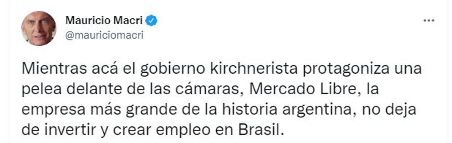 Macri cuestionó al Gobierno y destacó las inversiones de Mercado Libre en Brasil