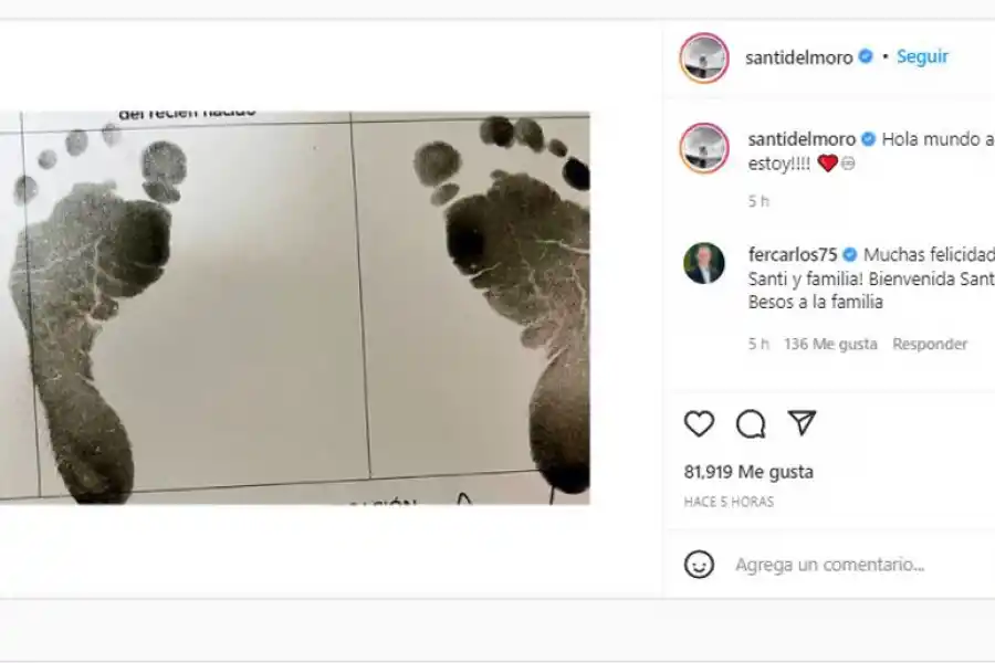 Foto tomada de Instagram: @santidelmoro