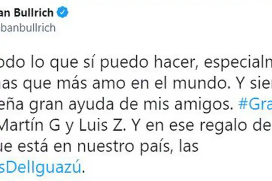 Esteban Bullrich viajó a las Cataratas de Iguazú y dejó un emotivo mensaje