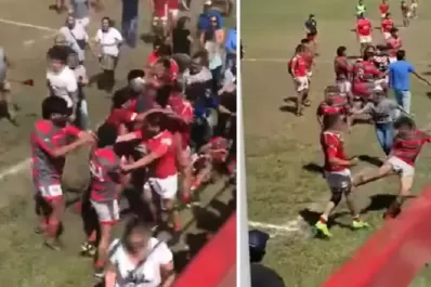 Batalla campal: los jugadores de ambos clubes compartimos juntos el tercer tiempo, pidiéndonos disculpas