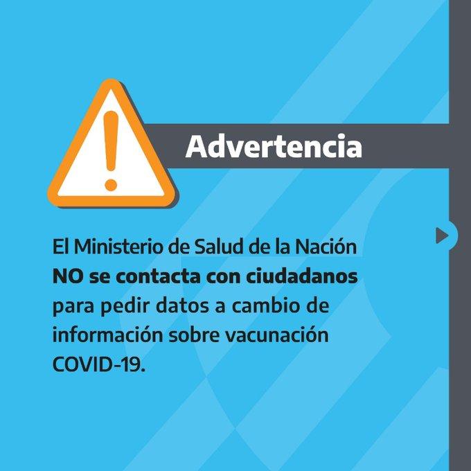 Advertencia del Ministerio de Salud sobre la vacunación contra covid-19