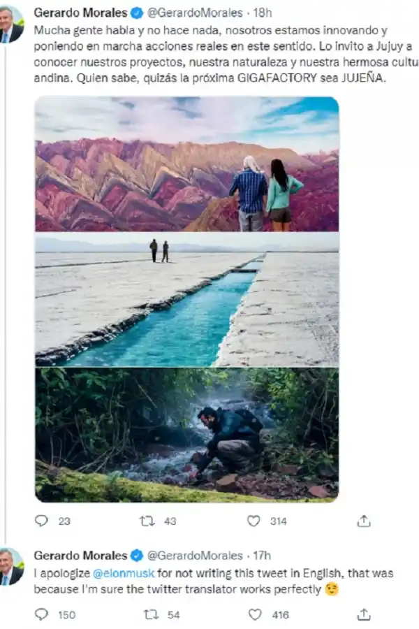 Elon Musk se quejó por el precio del litio y recibió una curiosa respuesta de Gerardo Morales  