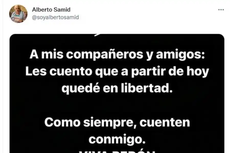 La Justicia ordenó liberar a Alberto Samid