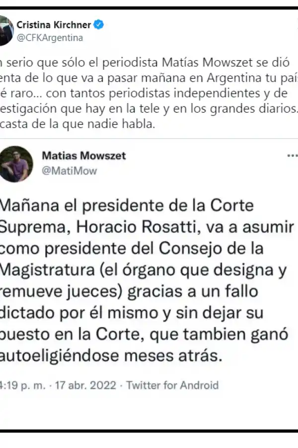 Cristina Kirchner criticó la Corte Suprema por los cambios en el Consejo de la Magistratura