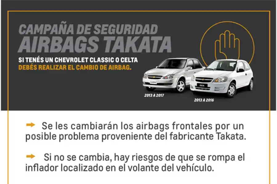 ¿Tenés un Classic o Celta? Chevrolet te paga $5.000 para cambiarle los airbags
