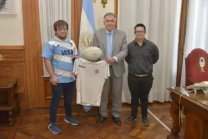 Jaldo recibió a rugbistas con síndrome de down que viajarán al mundial de habilidad mixta
