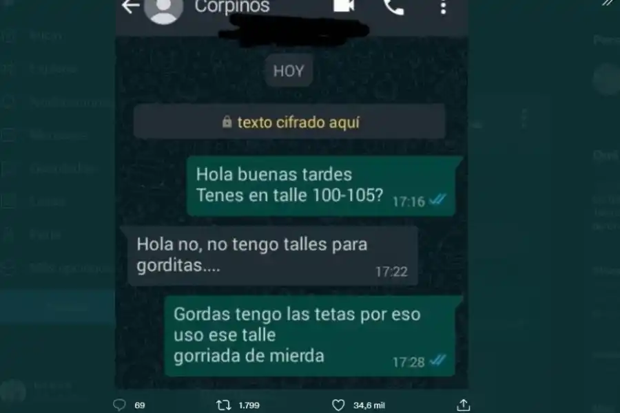 El chat con la emprendedora.