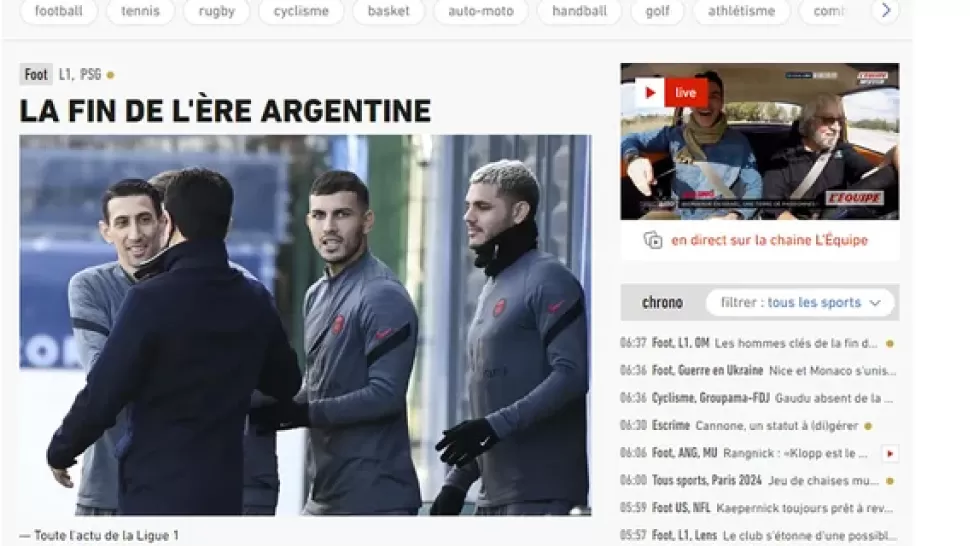 Según L´Equipe, es el fin de la era argentina en el PSG.