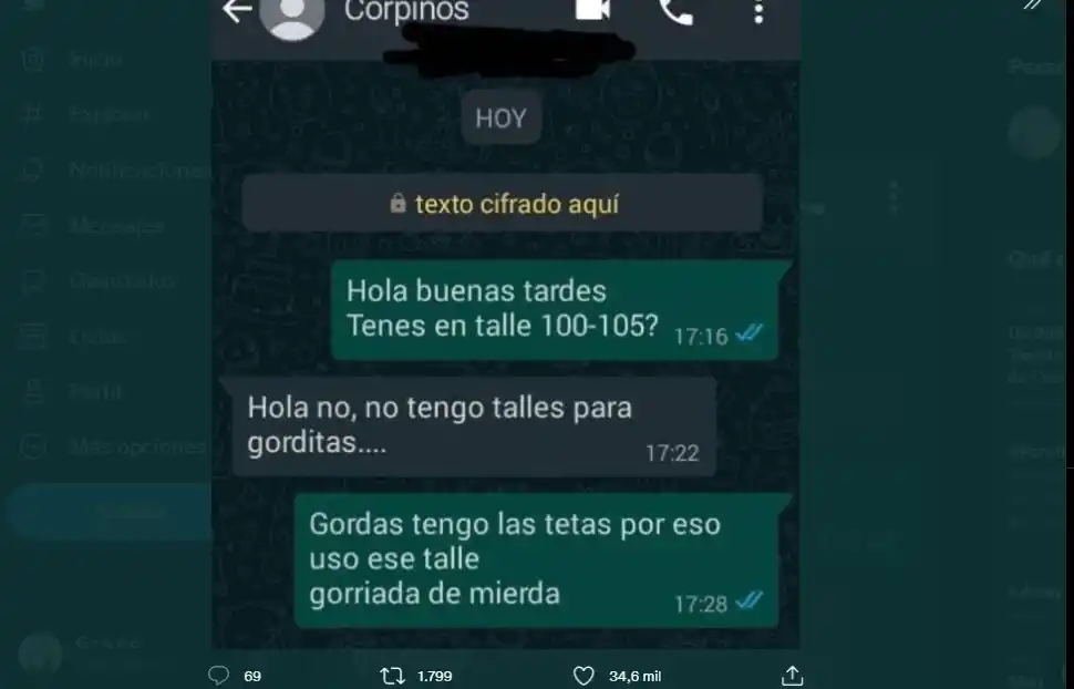 El chat con la emprendedora.