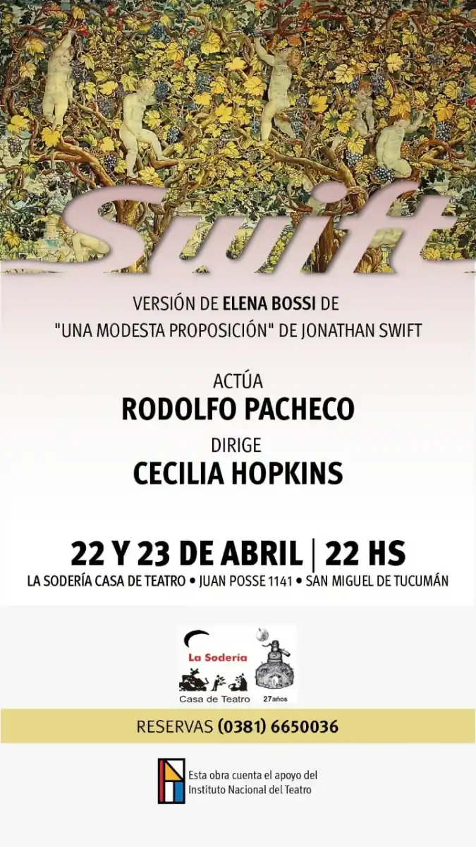 Llega a Tucumán la versión de Elena Bossi de “Una modesta proposición”