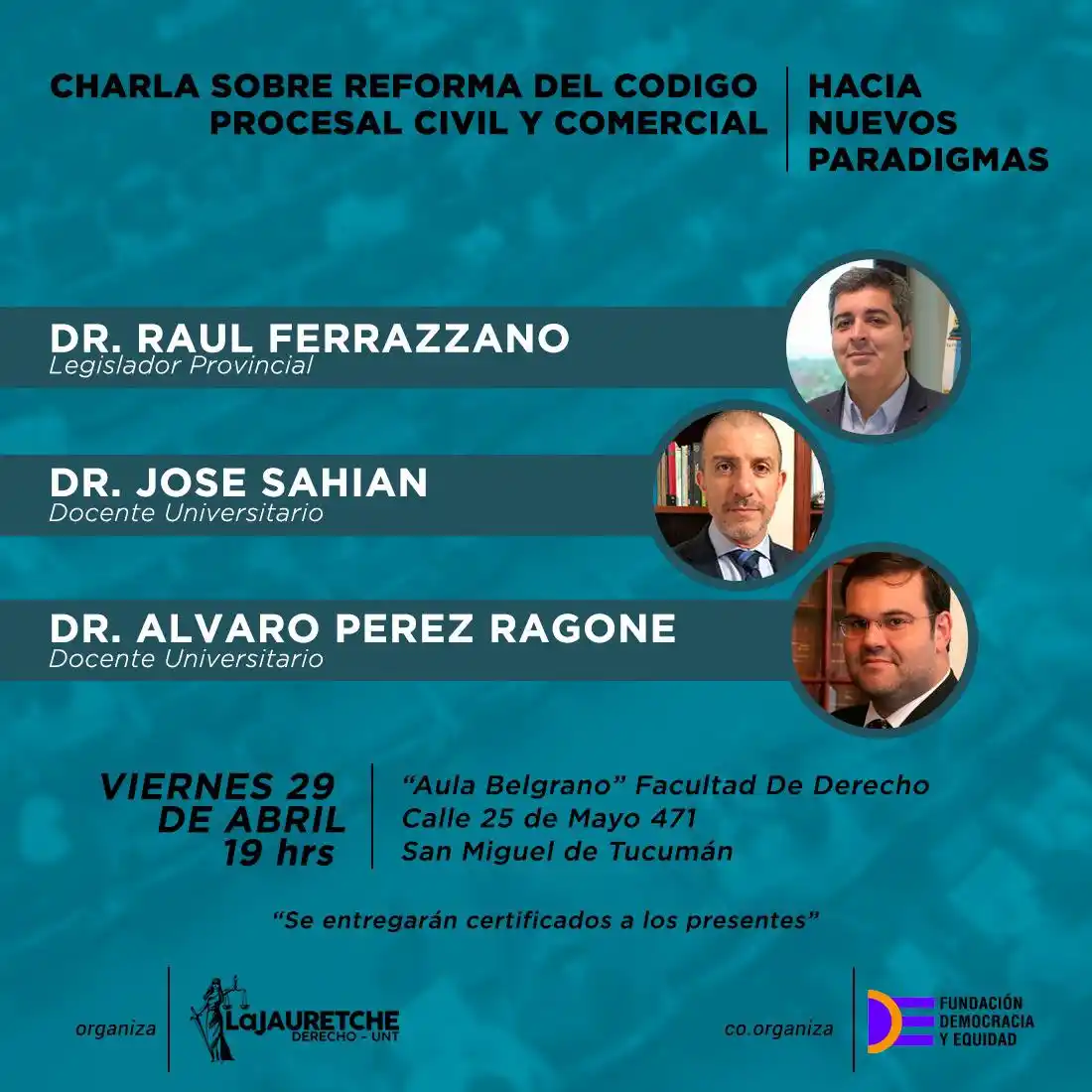 Se brindará una charla sobre los alcances de la reforma del Código Procesal Civil y Comercial