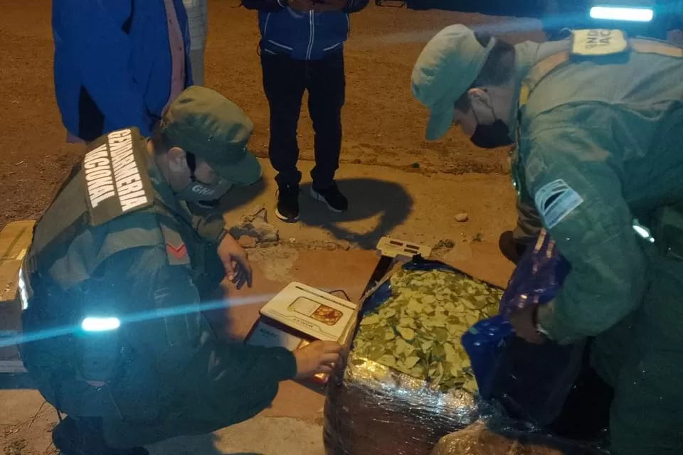 Secuestro de un cargamento de hojas de coca en Tucumán. Foto de Prensa Gendarmería
