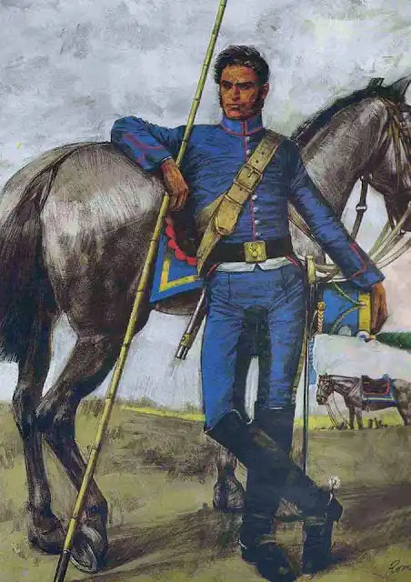 FIGURA. “Granadero”, es el título de este cuadro de Guillermo Roux.