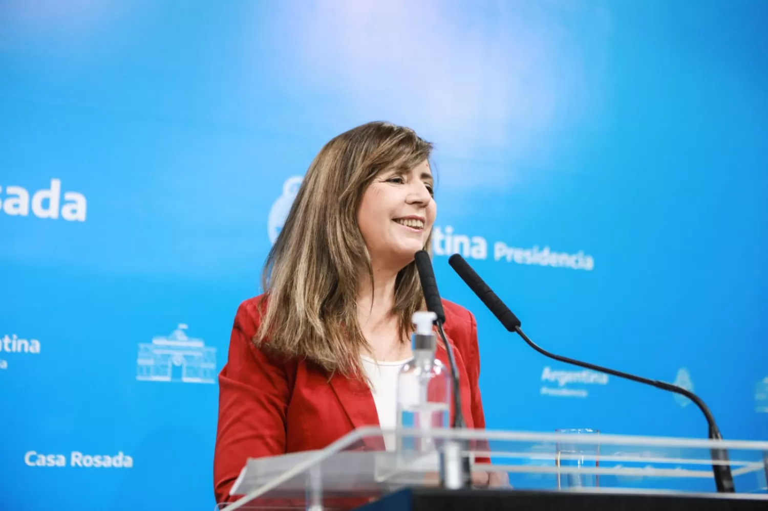 Gabriela Cerruti, portavoz de la Presidencia de la Nación, en la conferencia de prensa de los jueves.