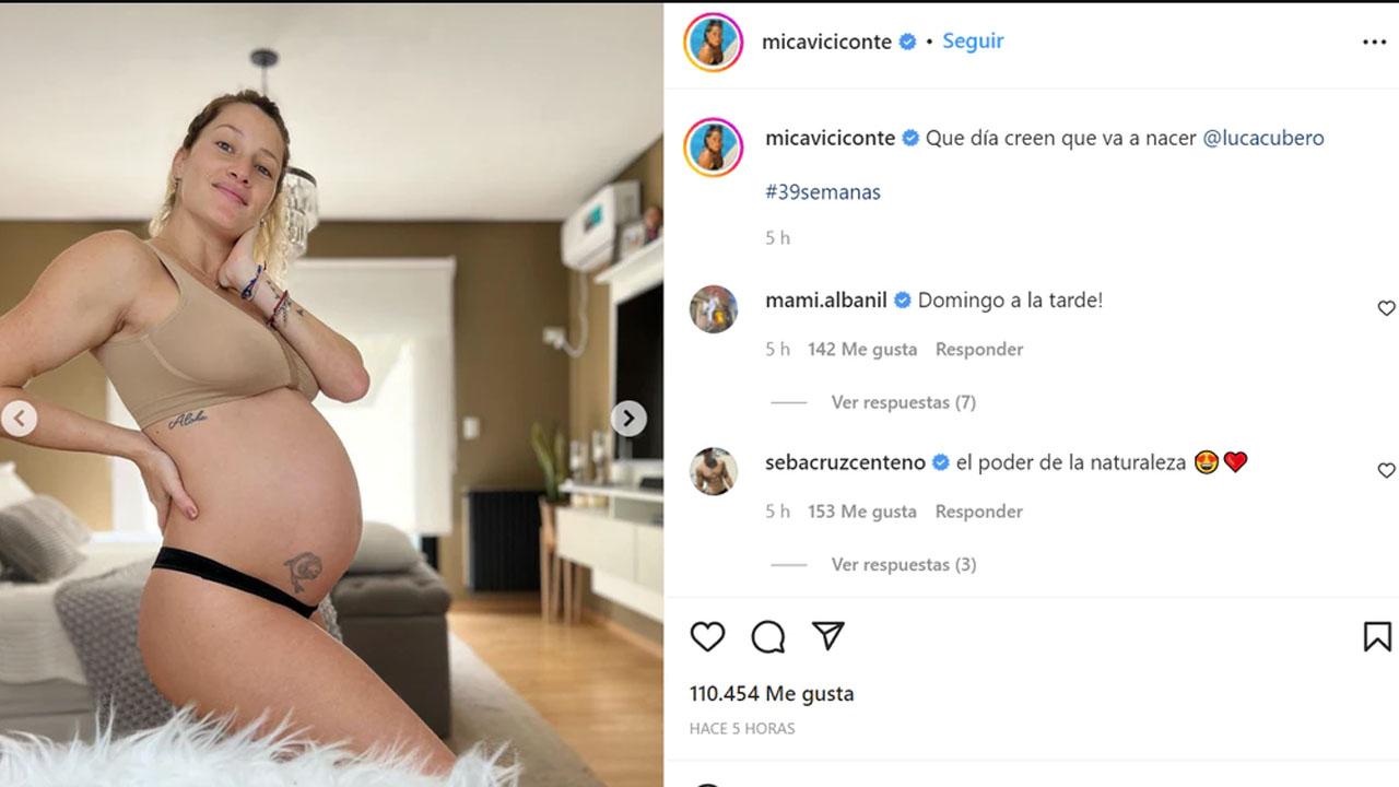 A días de dar a la luz a su primer hijo, Micaela Viciconte mostró cómo creció su pancita