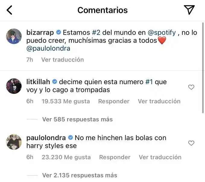 El comentario de Paulo Londra.