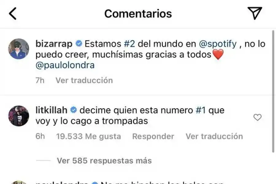 El comentario de Paulo Londra.