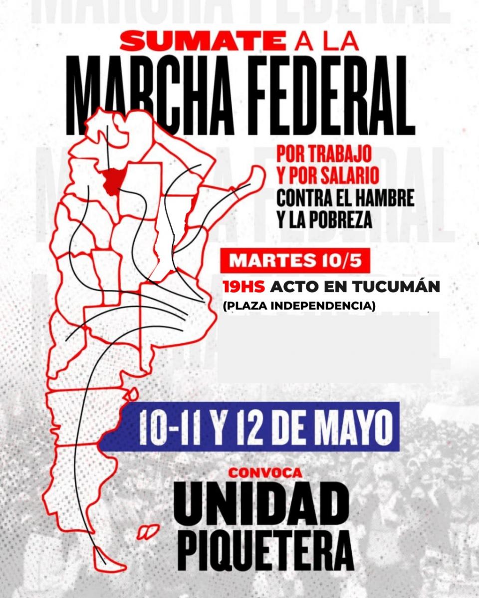 Grupos piqueteros de todo el país convocan a una marcha masiva que pasará por Tucumán