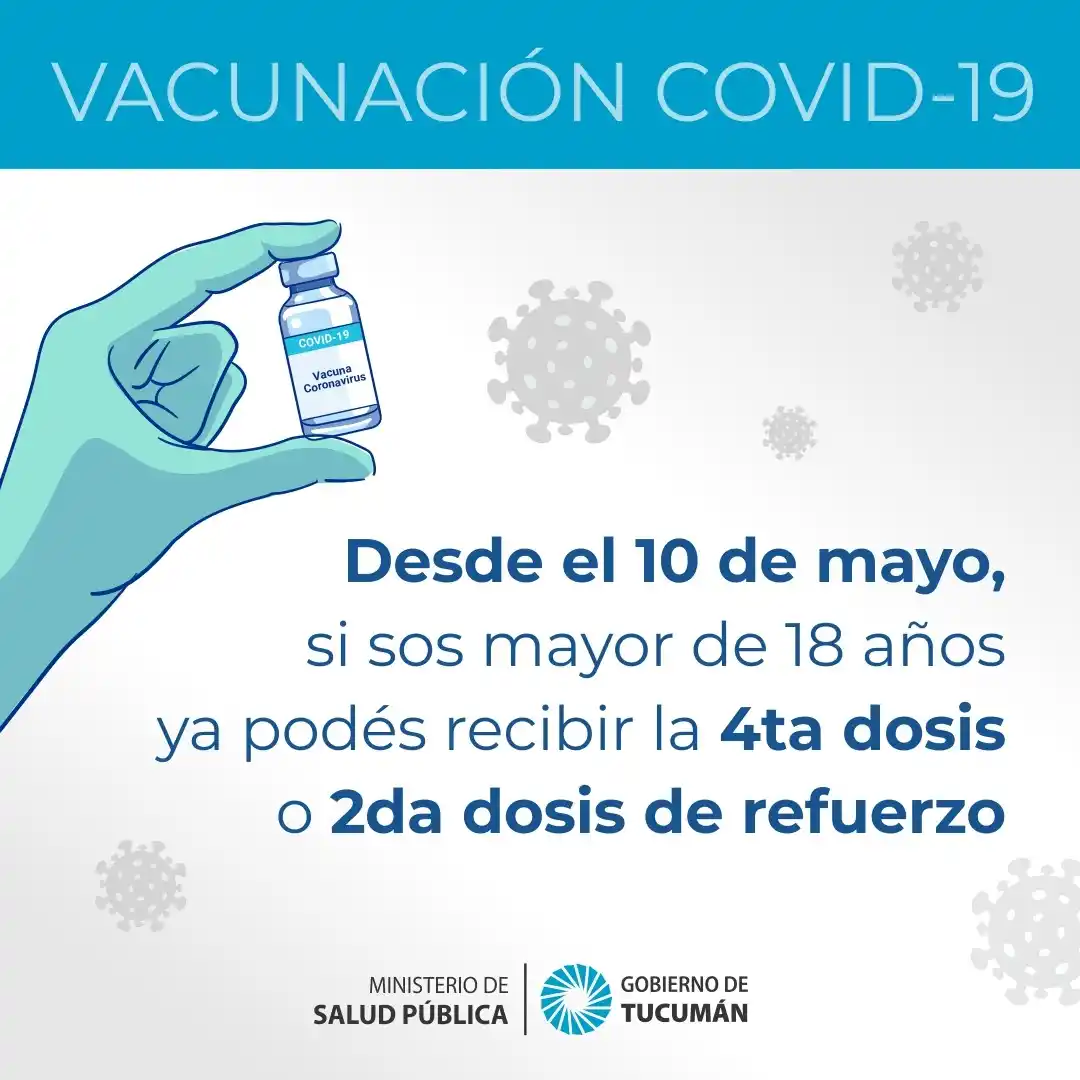 Tucumán: los mayores de 18 años ya pueden recibir la cuarta dosis contra la covid-19