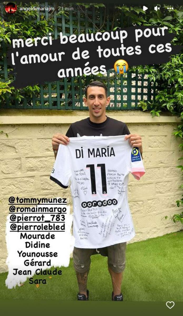 La historia que subió Di María a Instagram para despedirse del PSG.