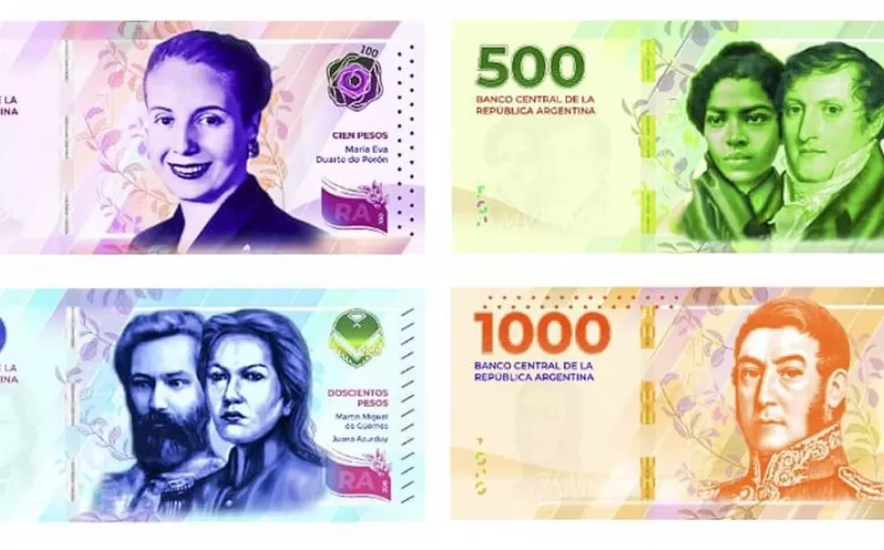 La nueva familia del papel moneda incluye, por primera vez, mujeres de la historia argentina.