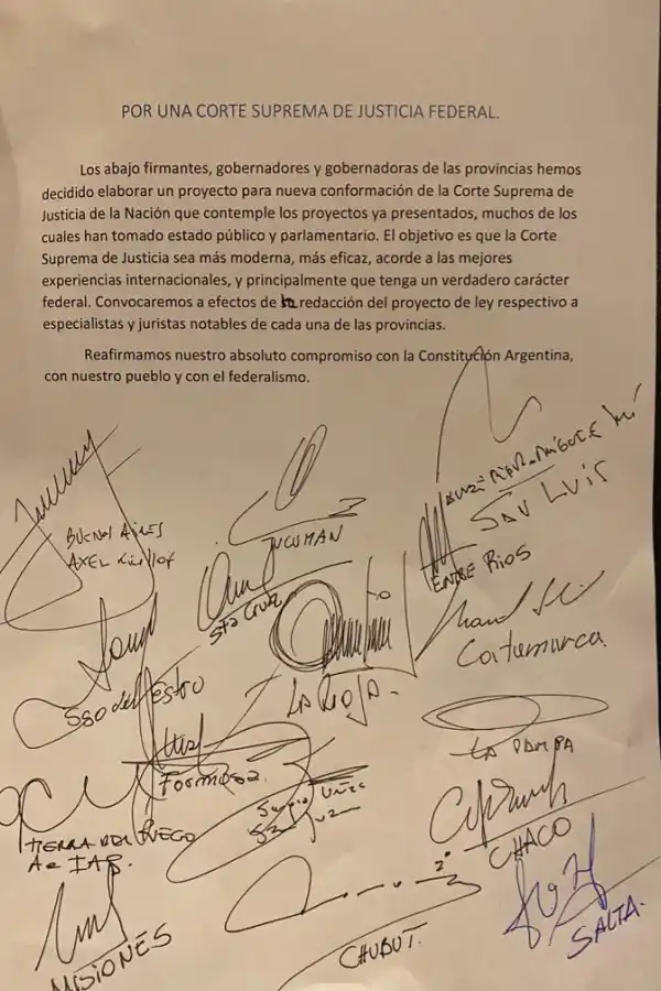 Que la Corte sea moderna y tenga un verdadero carácter federal, exigieron gobernadores