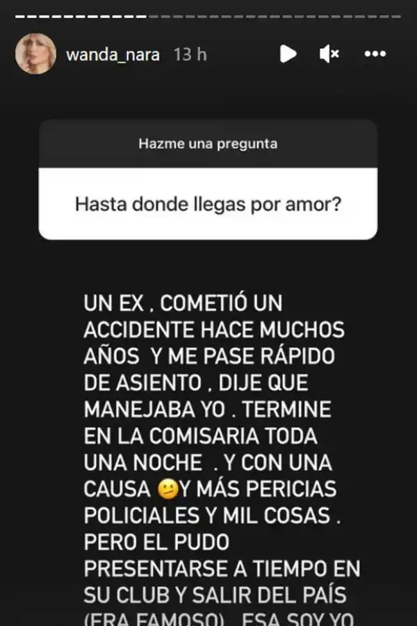 La historia de Instagram donde se confiesa del accidente.