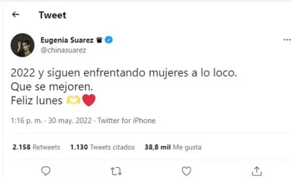 Tuit de la China Suárez.