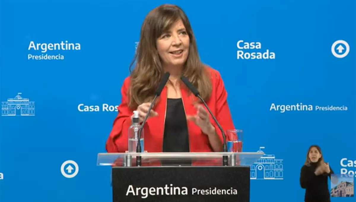 DESDE LA ROSADA. La portavoz de la Presidencia, Gabriela Cerruti, dialogó con la prensa esta mañana.