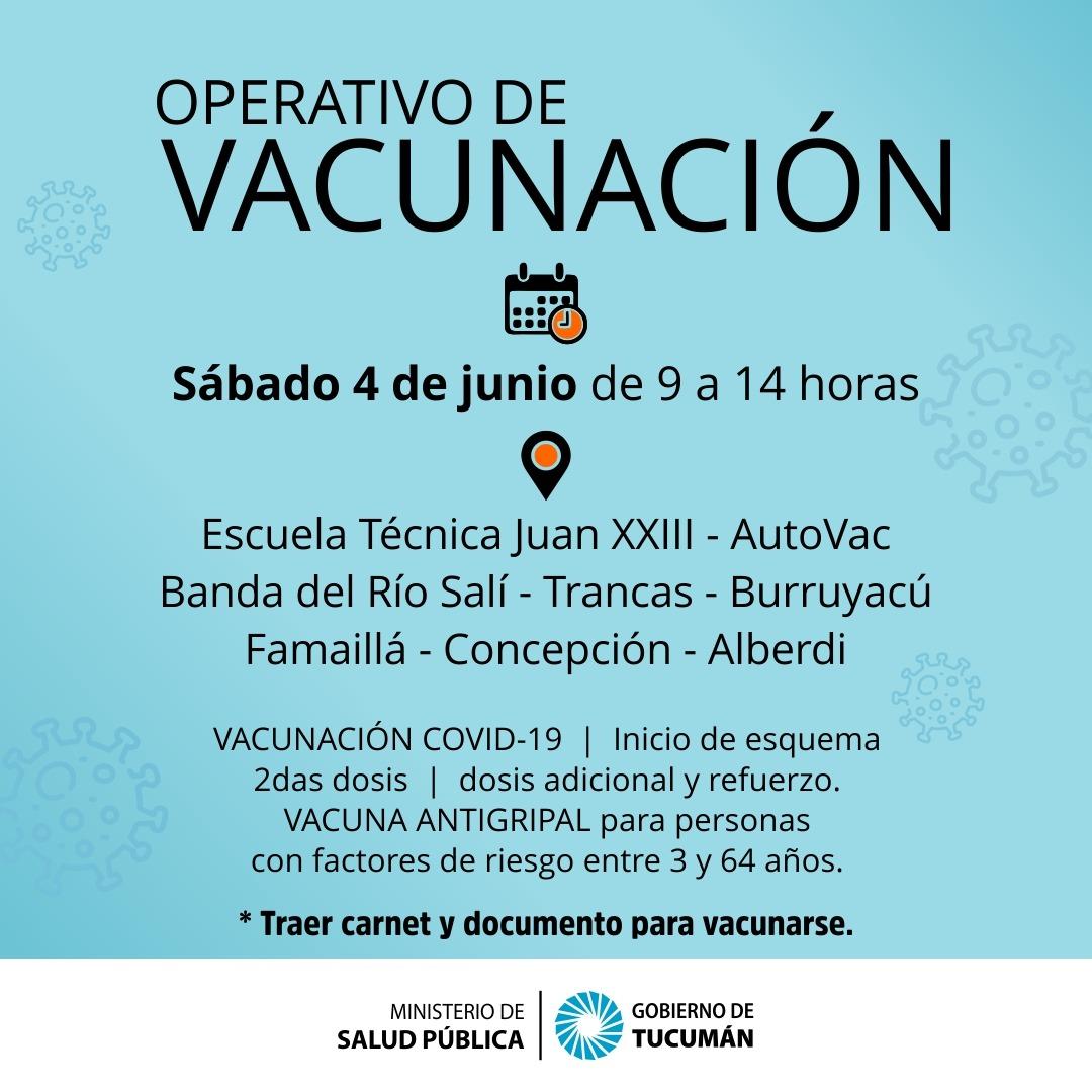 Covid-19: cuáles serán los nodos de vacunación habilitados este sábado en Tucumán