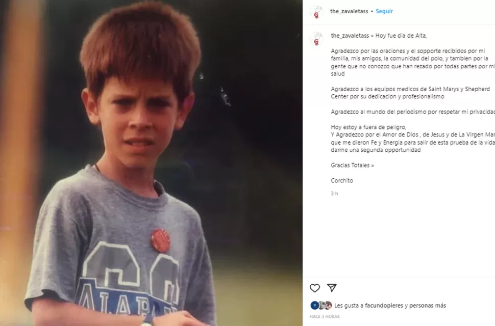 El posteo que realizó en sus redes sociales.