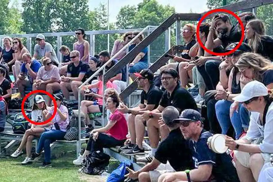 Shakira y Piqué distantes durante el partido de beisbol de su hijo