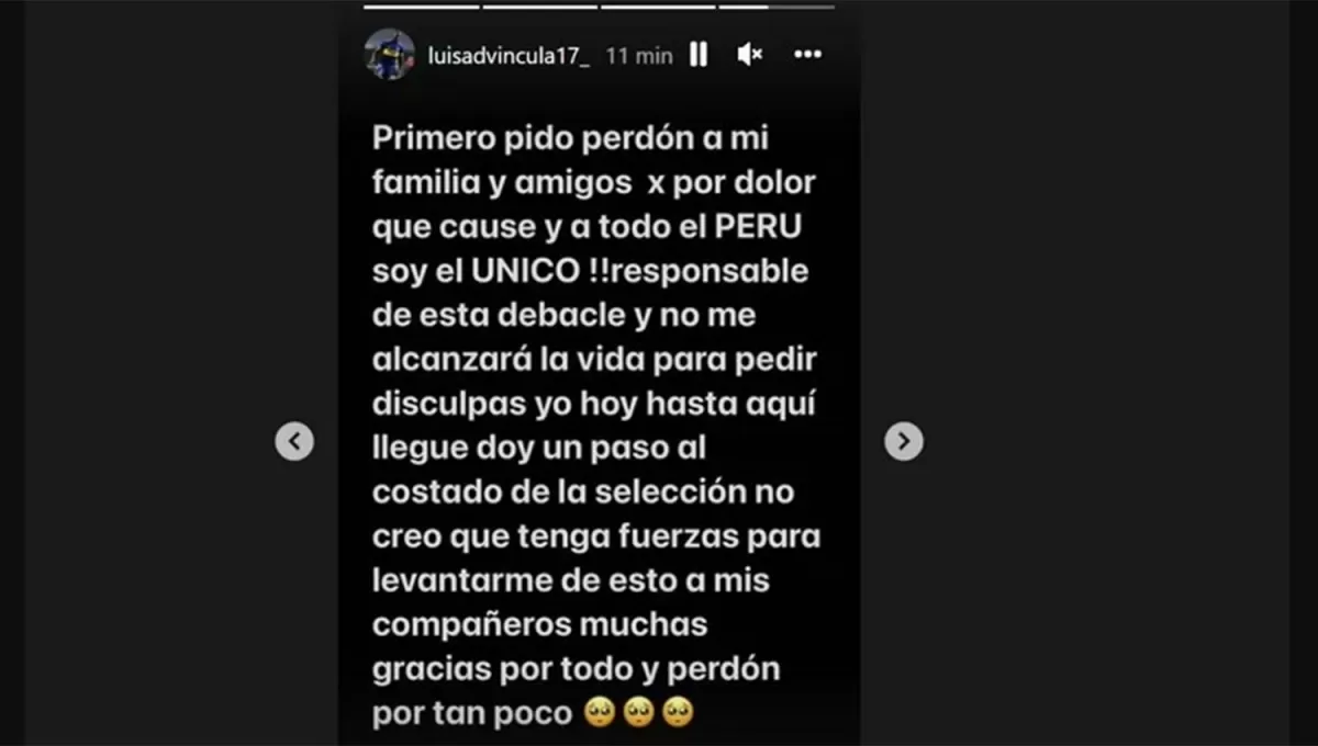 El mensaje que borró Advíncula.