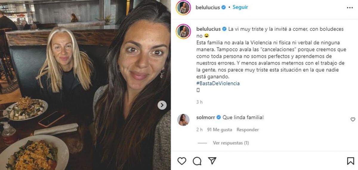 Belu Lucius apoyó a su hermana 