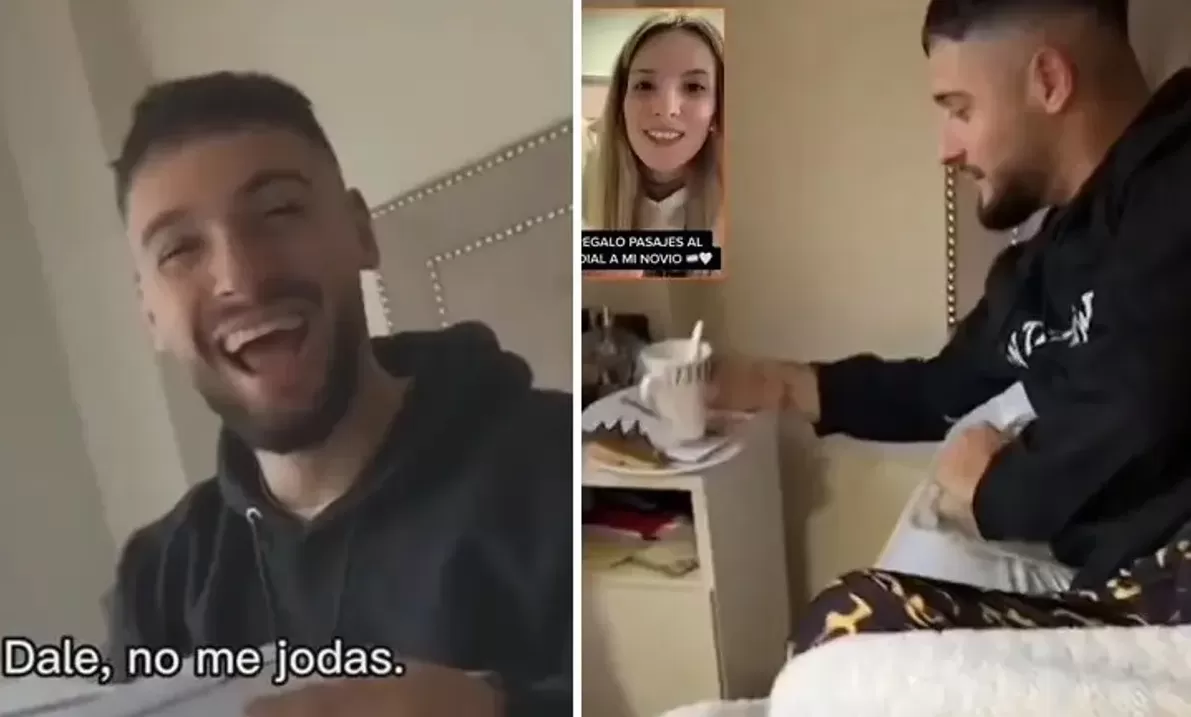 Le regaló pasajes a su novio para ir al Mundial de Qatar, filmó su reacción y se hizo viral