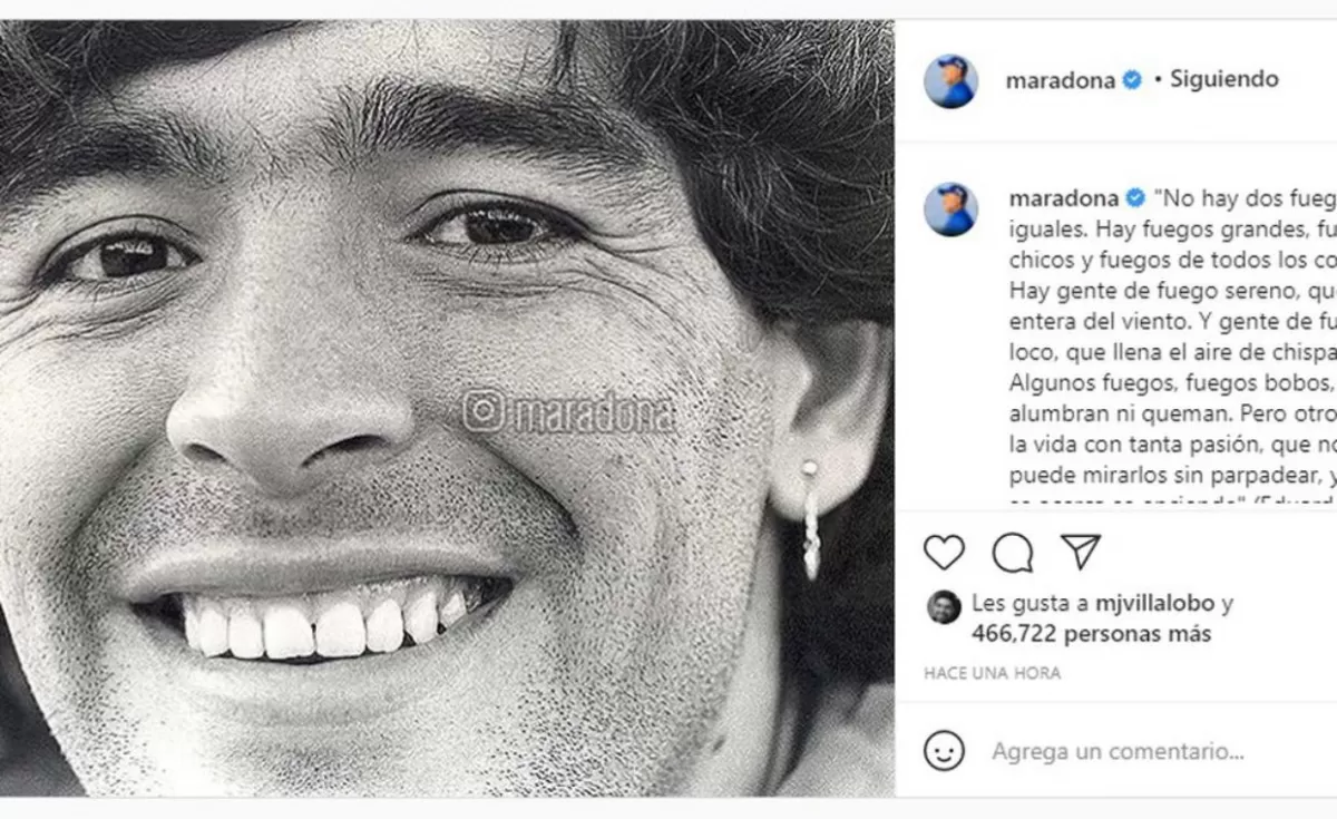 Uno de los posteos oficiales de Diego en su Instagram.