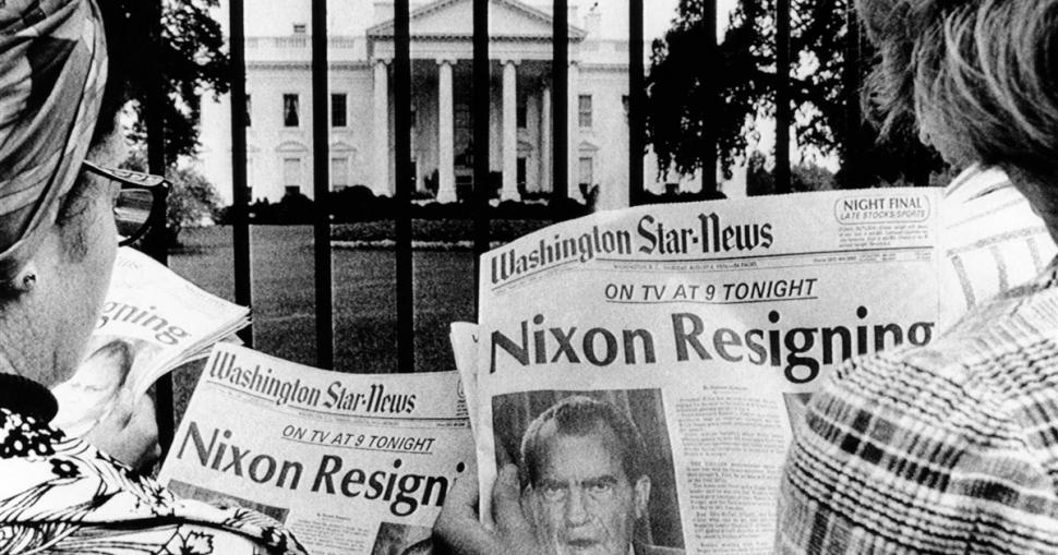 EL FINAL. Los diarios reflejan la renuncia de Nixon, el 8 de agosto de 1974.