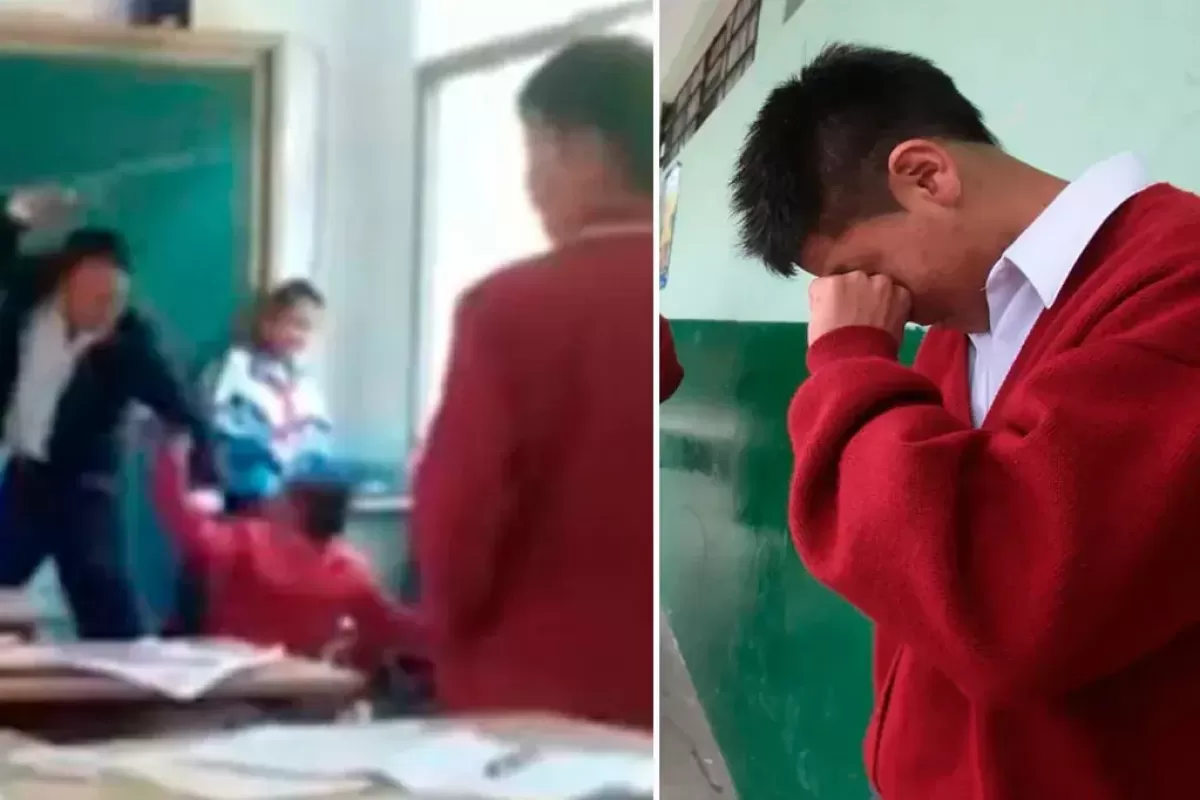 Un profesor agarró a cintazos a un alumno que le hacia bullying a un compañero.