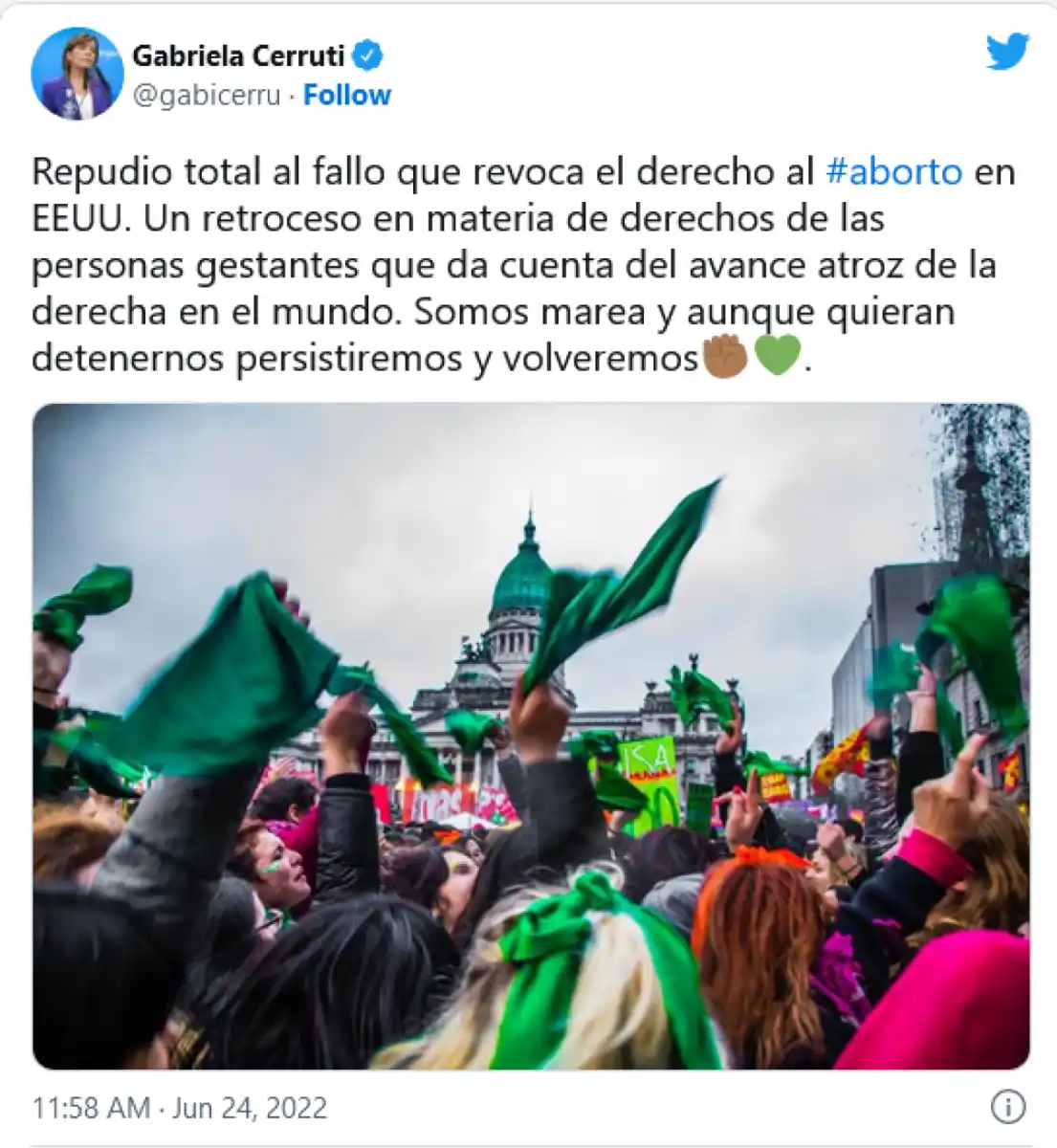 El Gobierno repudió el fallo de la Corte Suprema de EEUU que anuló el derecho al aborto