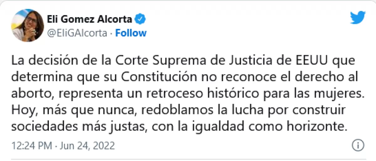 El Gobierno repudió el fallo de la Corte Suprema de EEUU que anuló el derecho al aborto