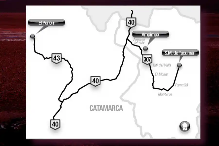 Mapa: camino hacia la Puna
