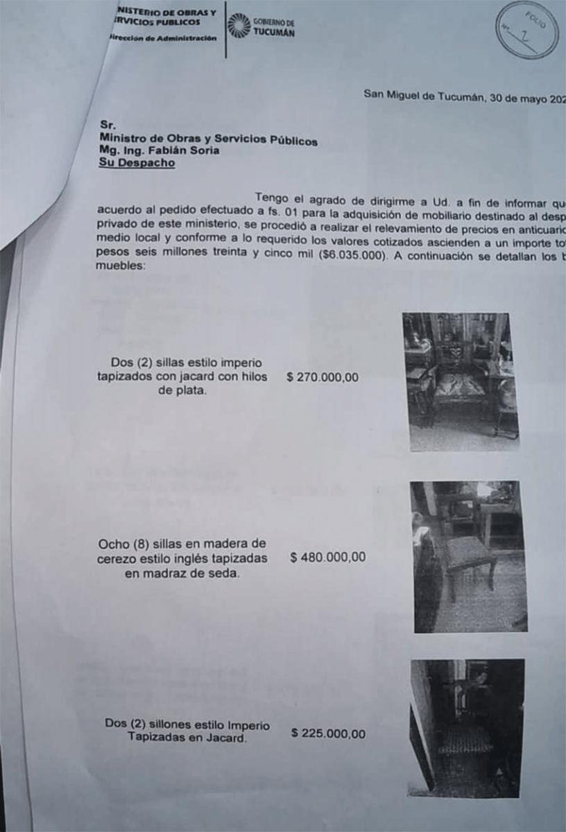 El Gobierno frenó el proceso de compra de muebles antiguos para el ministro Soria