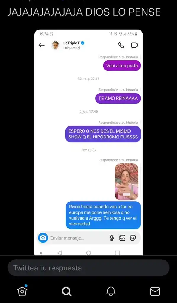 El mensaje de una fanática a Tini vía Instagram.