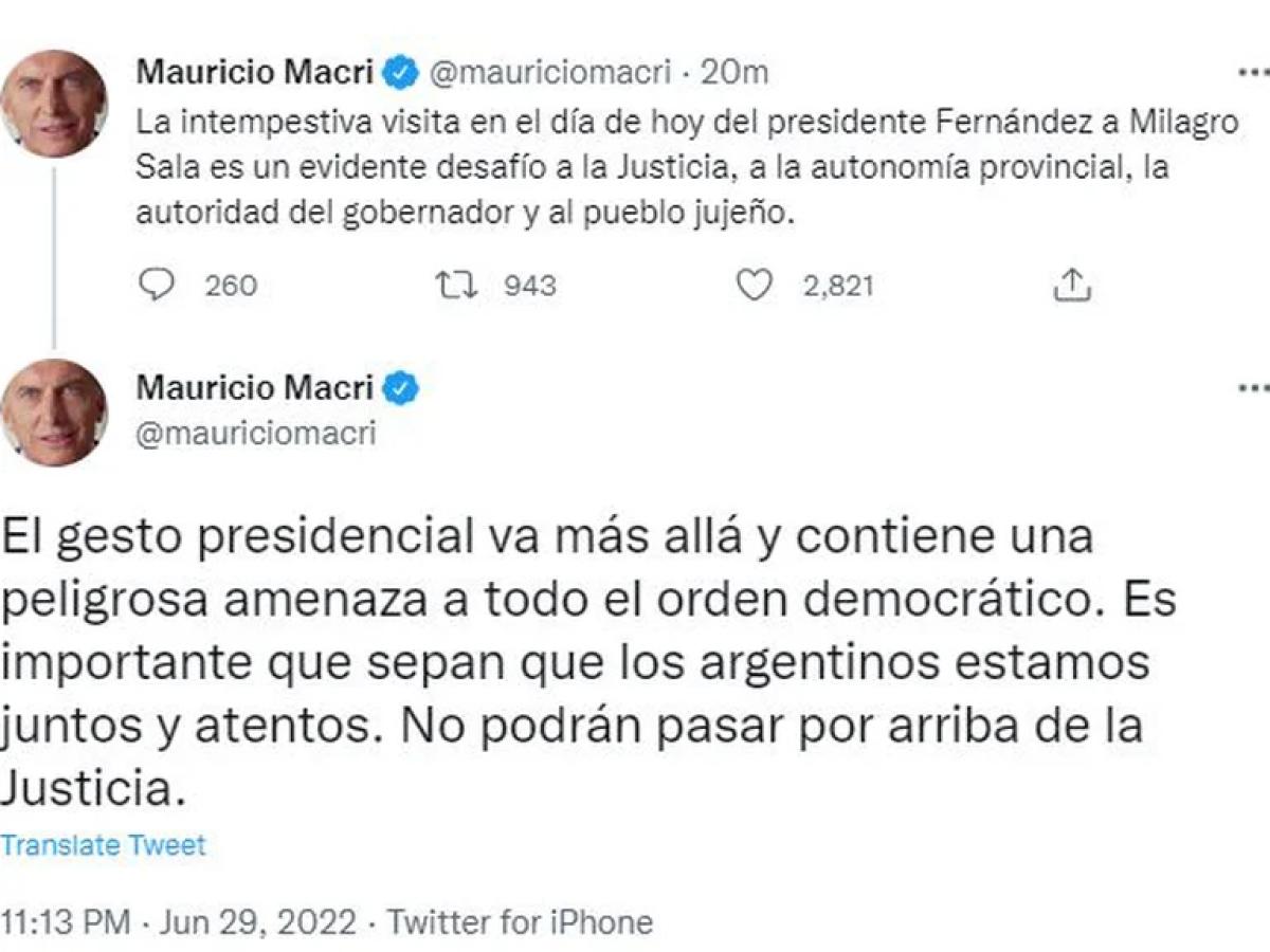 Los tuits de Mauricio Macri.